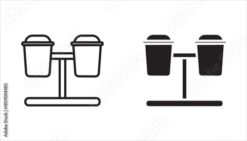 Trash bin vector icon set. Trash collection sign illustration. Trash bin symbol or logo. Trash can. White background.