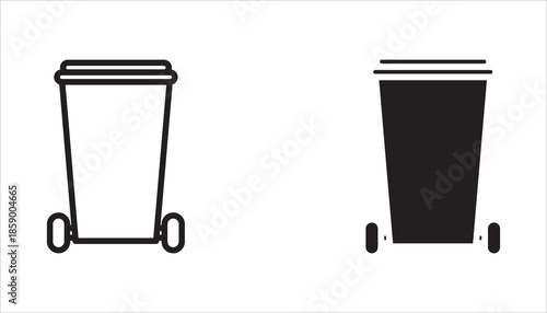 Trash bin vector icon set. Trash collection sign illustration. Trash bin symbol or logo. Trash can. White background.