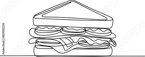 A black and white graphic depicting a classic deli sandwich, ready to eat.