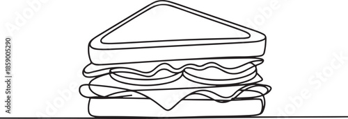 A simple, minimalist vector outline of a tall sandwich with multiple layers of filling