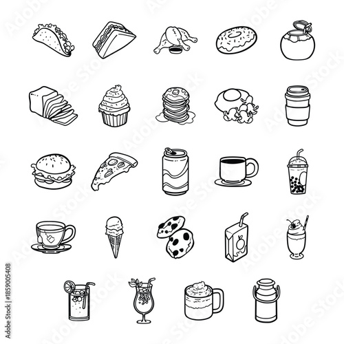 Food & Drink Doodle Illustration Elements