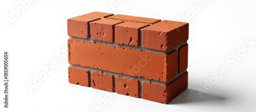 A single brick with a textured surface and a classic red color.