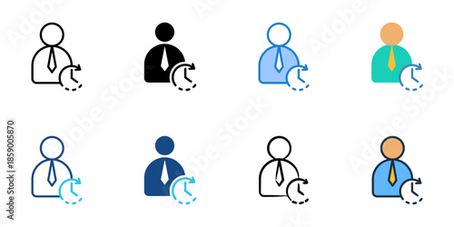 Interim management icons set multiple style collection. Editable stroke 
