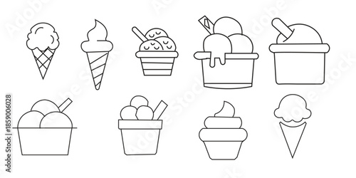 Variety of ice cream illustrations
