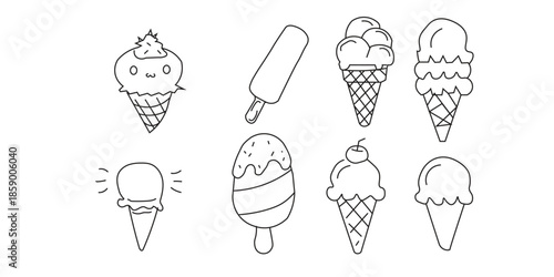 A variety of ice cream cones and frozen treats