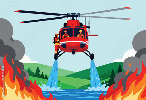 Helicopter drops water on wildfire, saving green hills