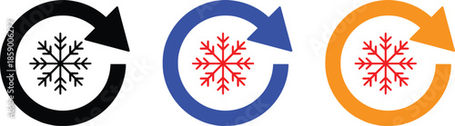 Refresh and cold temperature cycle icons featuring snowflakes