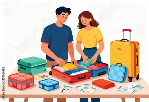 Couple packing luggage for a trip (2)