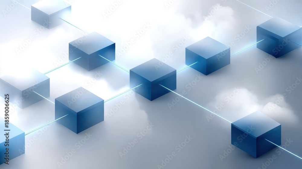 Obraz premium Abstract blue cubes background dynamic backdrop featuring an array of abstract blue cubes creating compelling geometric pattern