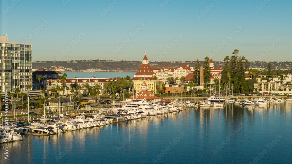 Obraz premium Hotel Del Coronado in San Diego, aerial drone shot