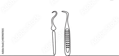 A black and white graphic depicting a professional oral care tool for detecting decay and plaque. 