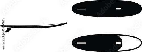 Surfboard silhouette set modern surf board shapes isolated on white background water sports ocean vector illustration design collection