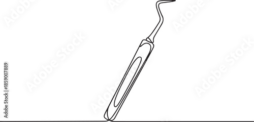 A simple, minimalist vector outline of a medical dental instrument used for examination.