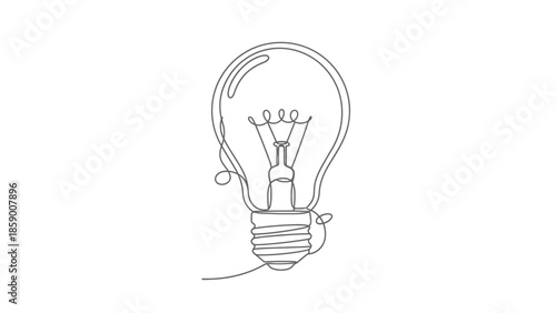 A minimalist, single-line drawing of a classic incandescent light bulb, symbolizing ideas and innovation.