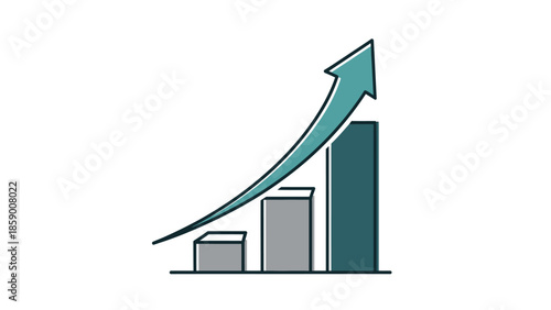A simple illustration of a bar graph showing upward growth with an arrow indicating progress.