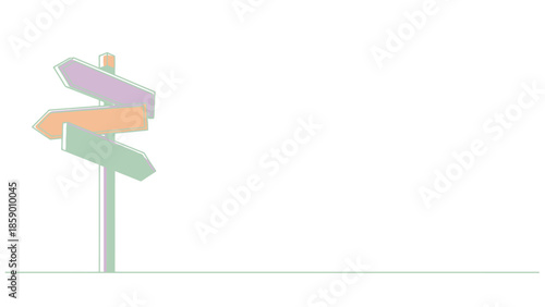 A minimalist illustration of a signpost with three directional arrows pointing in different directions.