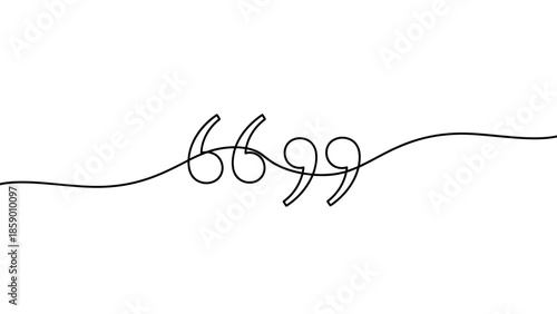 A minimalist, continuous line drawing of quotation marks, symbolizing speech or text.