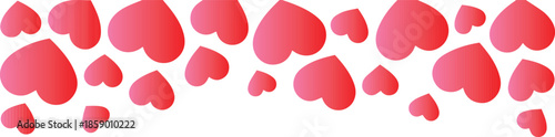 Floating Pink Hearts Pattern on White Background