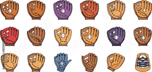 Baseball Gloves and Softball Mitts Collection for Sports Equipment Design