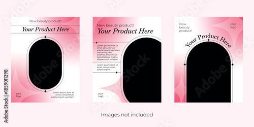Post template for skincare product launch featuring clean beauty style, soft pink background and editable text areas. Ideal for cosmetic brands and beauty marketing.