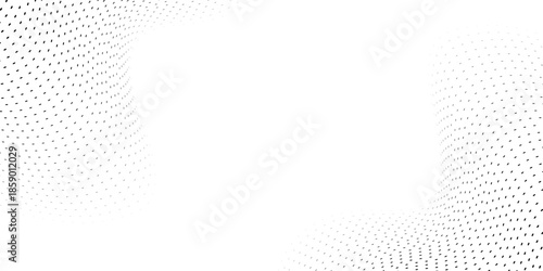 Premium dots particles wave pattern 3D curve halftone black gradient curve shape isolated on white background. Art