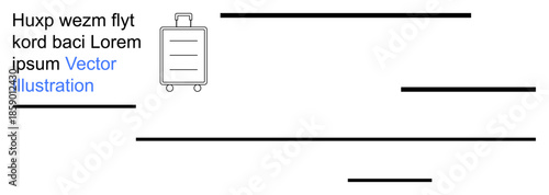 Tourism, travel essentials, logistics, minimalist design, baggage handling, airport services. Minimalist suitcase graphic with clean lines. Tourism and travel essentials concept