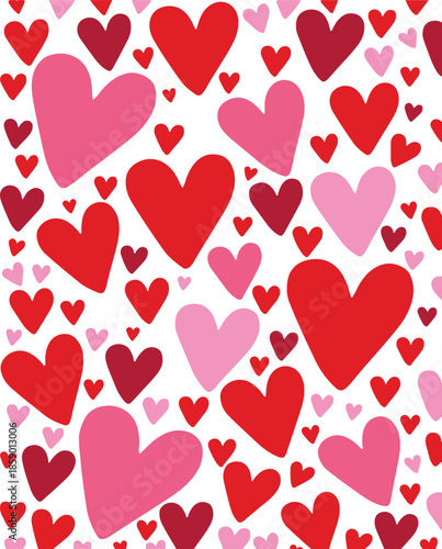 A Lovely Pattern of Red and Pink Hearts