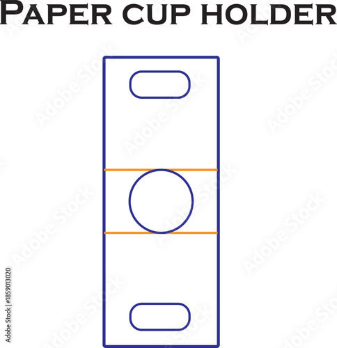 Professional paper cup sleeve die cut template for coffee and tea packaging design dieline with fold lines