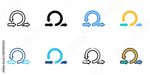 Agile methodologies icons set multiple style collection. Editable stroke 
