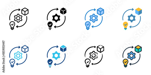 Product development icons set multiple style collection. Editable stroke 

