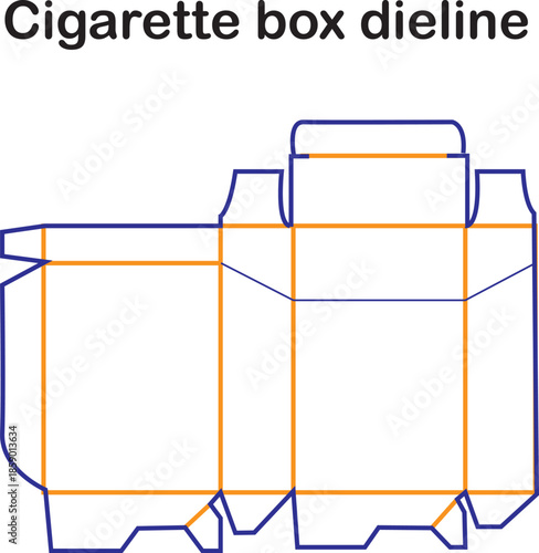 Medicine box dieline template for pharmaceutical packaging with folding lines and bleed area for medical health products