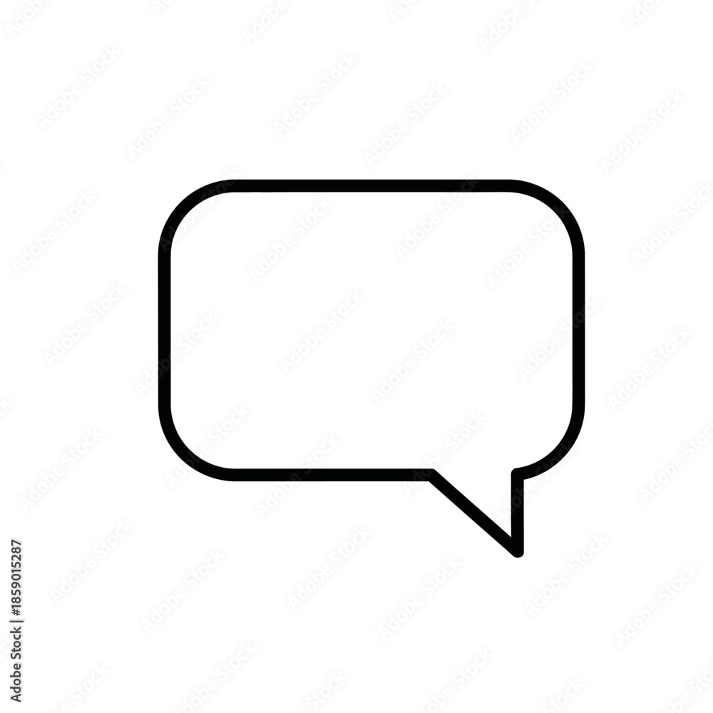 Naklejka premium Blank speech bubble icon, communication symbol, empty chat box, outline graphic