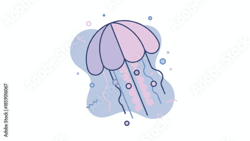 Cartoon illustration of a beautiful jellyfish with a unique design.