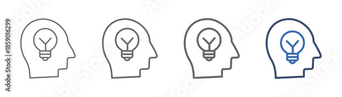
outline icon set ideas with head and light bulb designs