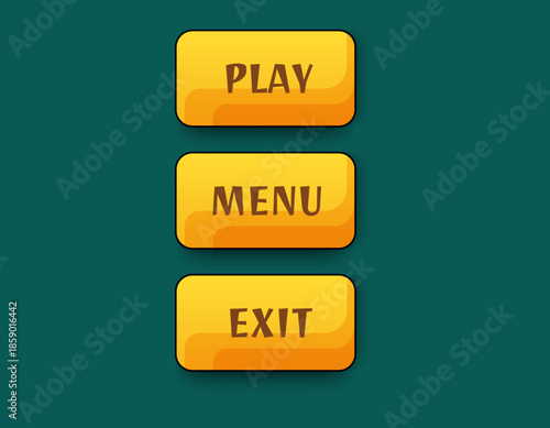 Game menu buttons interface. play, menu, exit game button UI design. vector