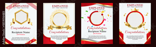 Red Professional Employee Of The Month square banner template. Employee appreciation banner template design. Corporate social media banner, flyer, card. vector