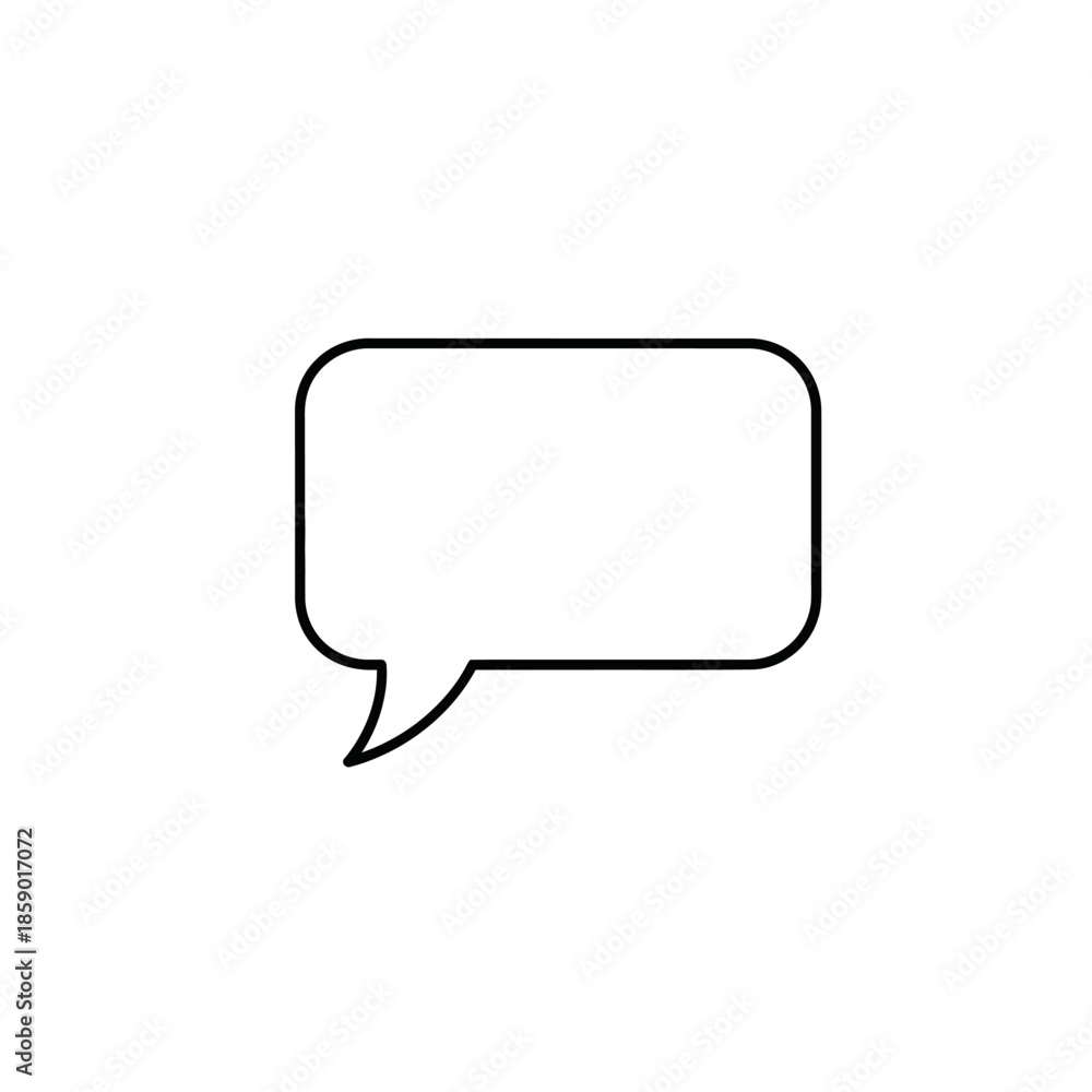 Fototapeta premium Blank Speech Bubble Icon, Communication Symbol, Message Box Outline, White Background