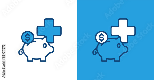 Health Insurance Glyph, with light and dark background