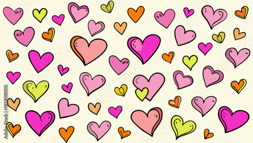seamless pattern with pink hearts