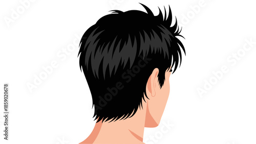 Back of Man's Head with Spiky Black Hair