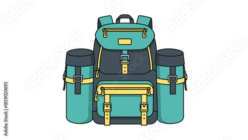Backpack with water bottles and camping gear