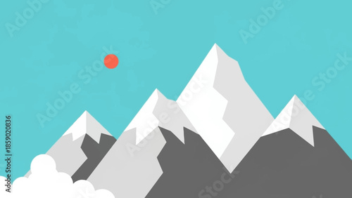 Vast Mountain Peaks Under a Clear Sky with a Distant Sun