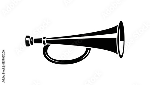A black and white illustration of a vintage party horn