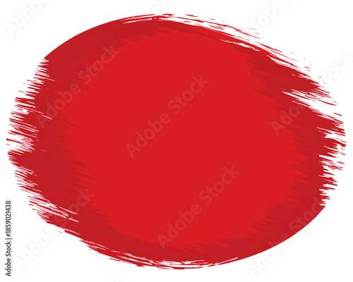 Abstrakter roter Kreis mit Pinselstrichen auf transparentem Hintergrund, japanische Sonne