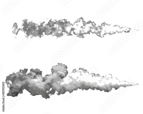 Zwei realistische Rauchschwaden mit transparentem Hintergrund, ideal für Designelemente.