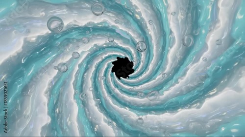 Abstract Fluid Swirls With Bubbles Forming Portal Tunnel Motion Graphics
