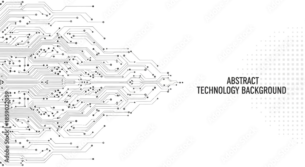 Obraz premium Abstract technology background with circuit board design and text