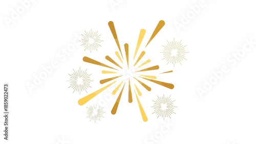 Golden fireworks exploding in the night sky with snowflakes surrounding the vibrant display