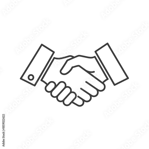 Business handshake icon, agreement, partnership, teamwork, successful deal, vector illustration