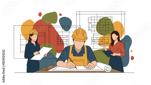 Architects and Engineers Working Together on Building Plans and Designs.